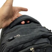 Dikey Fermuarlı Model Krinkıl Kumaş Sırt Çantası Siyah Renk - 8