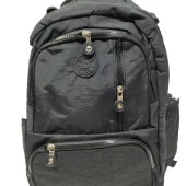 Dikey Fermuarlı Model Krinkıl Kumaş Sırt Çantası Siyah Renk - 12