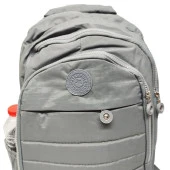 Dikiş Detaylı Krinkıl Kumaş Sırt Çantası Gri Renk - 8