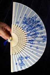 Japon Bambu Kumaş Yelpaze Çanta Boy Stant Hediyeli No.2 - 8