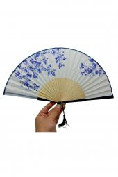 Japon Bambu Kumaş Yelpaze Çanta Boy Stant Hediyeli No.3 - 7
