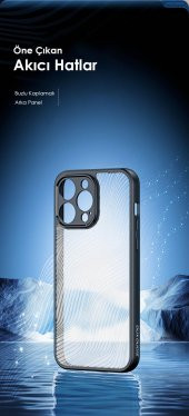 Coofbe Premium Kamera Korumalı Buz Desenli Sert PC-TPU iPhone 13 Pro Kılıf Parmak İzi Bırakmaz Hidrofobik - 5