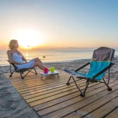 Uquip Sandy Xl Yüksek Konforlu & Takviyeli Katlanır Plaj Ve Kamp Sandalyesi Petrol - 2