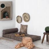 Homedius Sofa Buklet Kapitoneli Yer-Sedir Minderi  Açık Kahverengi Çift - 10