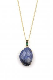 Dumortierite Doğal Taş Gold Renkli Kolye thumbnail 1