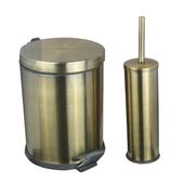 FKN Pedallı Antik Çöp Kovası - Mikro Klozet Fırçası Antik Banyo Seti thumbnail 1