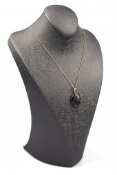 Siyah Jasper Doğal Taş Gold Renkli Kolye thumbnail 2