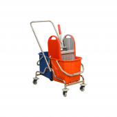 Krom Çift Kovalı Temizlik Seti Arabası Ekstra, Çelik Presli - 1