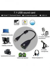 7.1 USB 12 Kanal 64 Bit 5HV2 Destekli Kablolu Audio Çevirici Harici Ses Kartı - 4