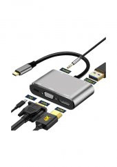 Type-C To 4K Hdmi Vga Usb 3.0 Otg Audio Ses Çevirici Kablo 5 In 1 (533635045) - 1