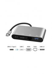Type C To 4K Hdmi, Usb 3.0, Rj45 Gigabit Ethernet Çevirici Kablo (539268986) - 3
