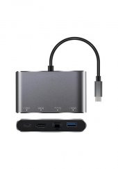 Type C To 4K Hdmi, Usb 3.0, Rj45 Gigabit Ethernet Çevirici Kablo (539268986) - 4