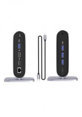 Type-C to Hdmi 4K30Hz, VGA 4xUSB3.0, RJ45 Ethernet, Kart Okuyucu, PD 100W, 3.5mm Ses Çevirici - 3