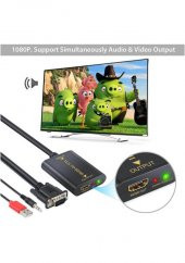 Vga To Hdmi Çevirici Dönüştürücü Kablo Görüntü Ve Ses Çevirici - Full Hd 1080p - 4