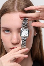 Daisy Gümüş Kordon Kare Kasa Roma Rakam Kadın Kol Saat thumbnail 1