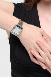 Daisy Gümüş Kordon Kare Kasa Roma Rakam Kadın Kol Saat thumbnail 3