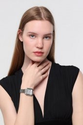 Daisy Gümüş Kordon Kare Kasa Roma Rakam Kadın Kol Saat thumbnail 6