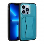 Apple iPhone 13 Pro Kılıf Kartlıklı Standlı ​Pu Deri Memo Kapak - 1