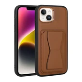 Zore Apple ile uyumlu iPhone 14 Plus Kılıf Kartlıklı Standlı Pu Deri Memo Kapak - 6