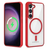 Zore Galaxy ile uyumlu S23 Kılıf M-safe Wireless Şarj Özellikli Silikon Ege Kapak thumbnail 8