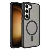 Zore Galaxy ile uyumlu S23 Kılıf Mat Arka Yüzey Wireless Şarj Özellikli Flet M-safe Kapak - 5