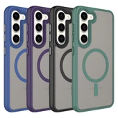 Zore Galaxy ile uyumlu S23 Kılıf Mat Arka Yüzey Wireless Şarj Özellikli Flet M-safe Kapak - 2