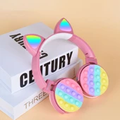 Zore CXT-950 RGB Led Işıklı Kedi Kulağı Band Tasarımı Ayarlanabilir Katlanabilir Kulak Üstü Bluetooth Kulaklık - 3