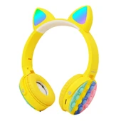 Zore CXT-950 RGB Led Işıklı Kedi Kulağı Band Tasarımı Ayarlanabilir Katlanabilir Kulak Üstü Bluetooth Kulaklık - 9