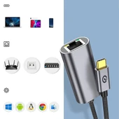 Zore QG04 Type-C to RJ45 Ethernet Dönüştürücü Kablo 1024Mbps 22cm - 2