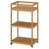 Bambu Servis Arabası 42x33x76 cm MeridyenDukkan Banyo Düzenleyici-Raf Ünitesi Tekerlekli - 1