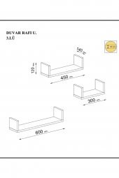 U Model 3lü Duvar Rafı - 3