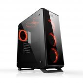 PowerBoost  VK-G3903S USB3.0 Full Siyah Tempered Glass 6xHalo Reguler RGB Fanli kasa PSU Yok - 1