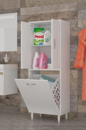 KOPYA - AZZURİ HOME  İnfinity Kirli Çamaşır Sepetli Banyo Kiler Oyuncak Çok Amaçlı Dolap AZR-10-11 thumbnail 1