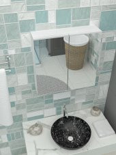 AZZURİ Furniture Lavabo Üstü Aynalı 2 Kapaklı Banyo Dolabı AZR-6015 - 2