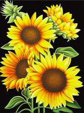 Movas Sanat Ayçiçekler | Elmas Mozaik Tablo | Mozaik Puzzle  | 60x40 | E20202358M - 1