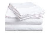 Beyaz Düz Çift  Kişilik 100 Pamuk Otel Çarşaf 240×280 Cm 63 Tel Dokuma - 1