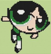 Movas Sanat Powerpuff Girls Buttercup 2  | Mozaik Sticker | 14x15 | E20233820 - 2
