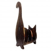 Ahşap Kedi Kartlık Peçetelik Kitaplık - 3