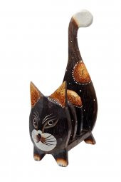Ahşap Kedi Kartlık Peçetelik Kitaplık - 5
