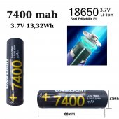 18650 Pil 7400 Mah 3,7v 13,32 Wh Şarjlı Lion Pil Yeni Üretim Kaliteli Tasarım 7400mah - 1