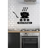 Kişiye Özel Coffee Time Yazı Dekorlu Ahşap Duvar Saati - Mutfak Saati 50cm - 1