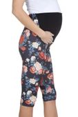 LuvmaBelly  Maternity 8018 - Pamuklu Göbek Destekli Çiçekli Kapri Hamile Tayt - 1