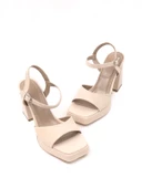 Basskan Yors Ten Tek Bank Bilekten Bağlama Yüksek Topuk Platdorm Saten Ayakkabı thumbnail 1