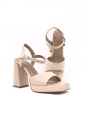 Basskan Yors Ten Tek Bank Bilekten Bağlama Yüksek Topuk Platdorm Saten Ayakkabı thumbnail 3