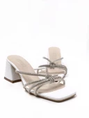 Basskan Kadın Ferda Beyaz Taşlı Abiye Terlik thumbnail 1