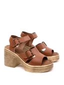 Basskan Kadın Taba Hennd Ortopedik YÜksek Taban Yüksek Topuk Sandalet thumbnail 1