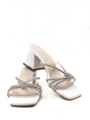 Basskan Kadın Ferda Beyaz Taşlı Abiye Terlik thumbnail 3