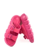 Basskan Kadın Fuşya Terr Yüksek Konfor Ortopedik Taban Çift Bant Cilt Sandalet Terlik thumbnail 1