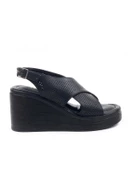 Basskan Siyah Vende Yüksek Topuk Platform Ortopedik Taban Sandalet - 2