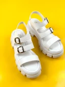 Basskan Mott Beyaz Yüksek Taban Ortopedik Taban Sandalet thumbnail 3